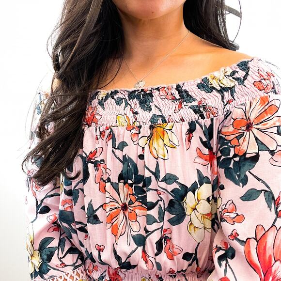 Lulus Size S Floral Off-Shoulder A-Line Dress Mini Pink - Picture 9 of 12